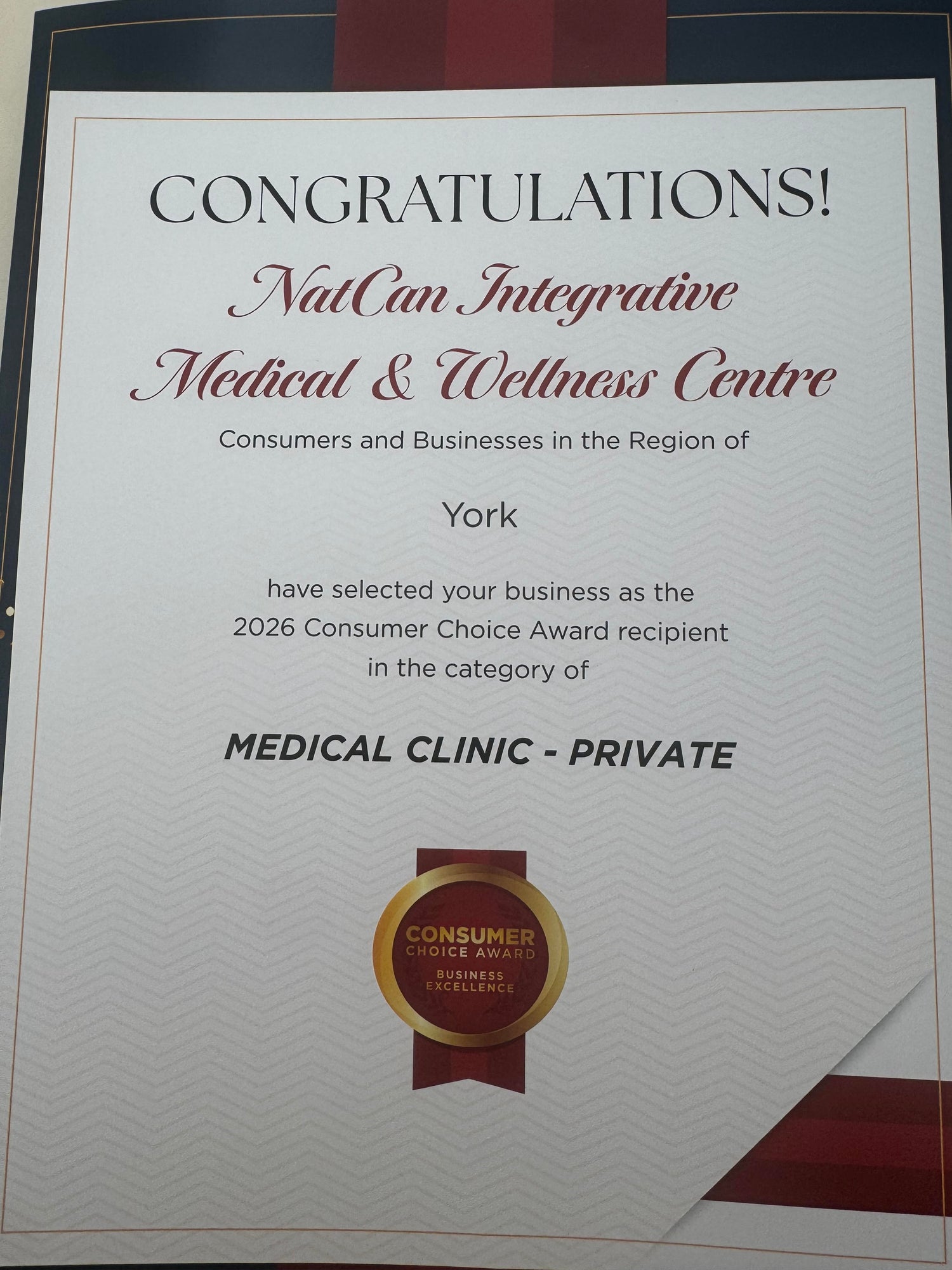 We Won Consumer Choice Award - Business Excellence For the Fifth Consecutive Year!